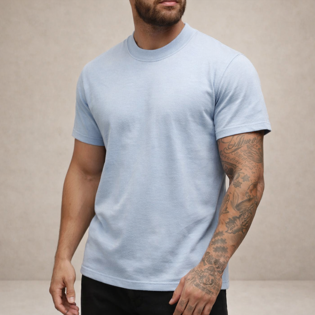 T-shirt en coton col rond coupe slim essentiel minimaliste homme – Sanguinet