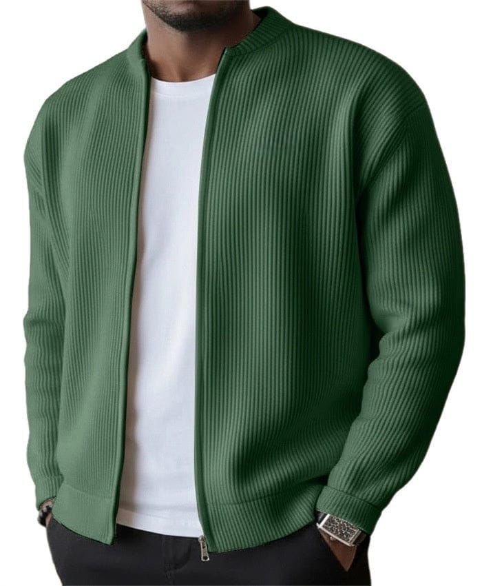 Cardigan zippé en maille côtelée