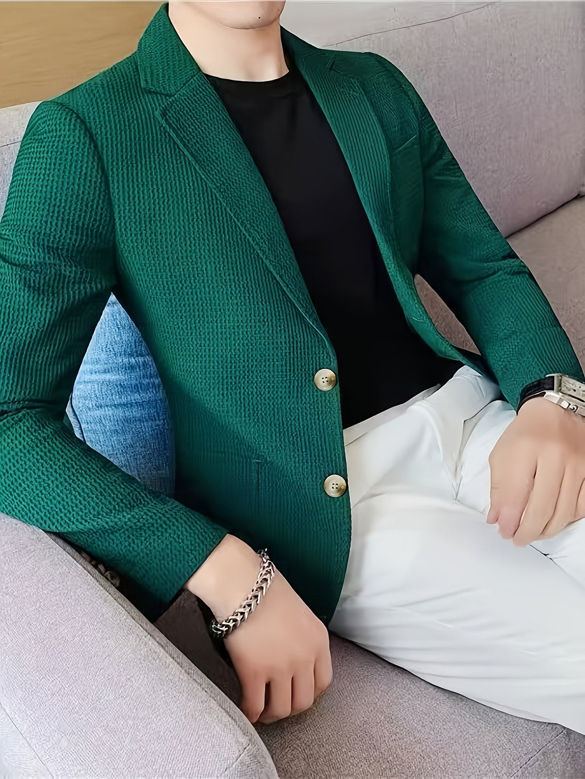 Blazer en maille texturée col à revers