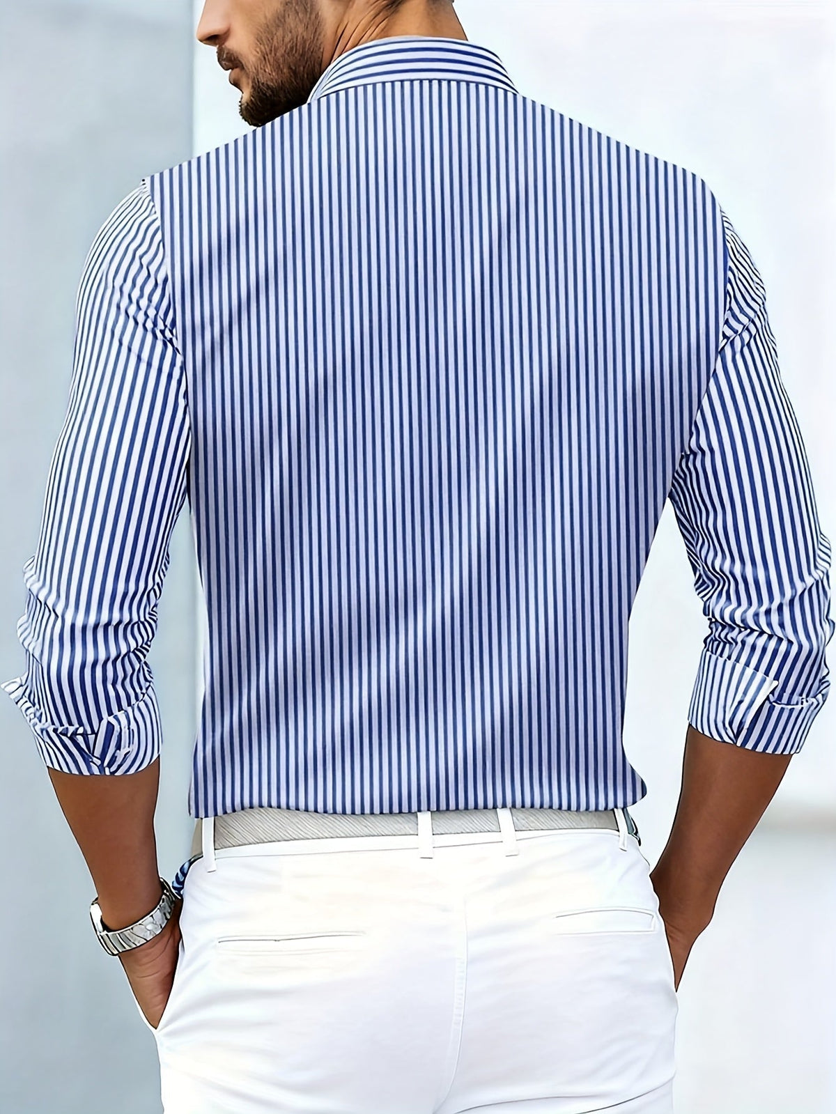 Chemise à rayures rétro manches longues