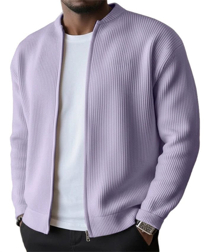 Cardigan zippé en maille côtelée