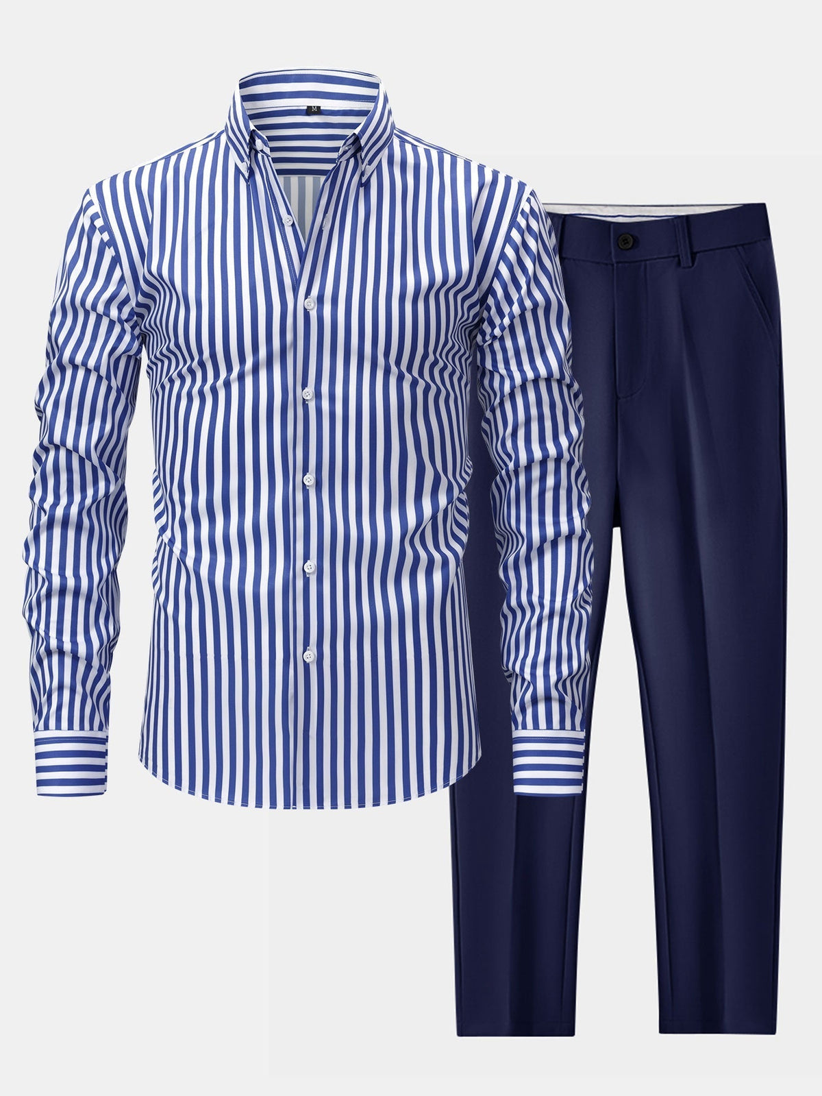 Ensemble chemise rayée et pantalon jambe élargie