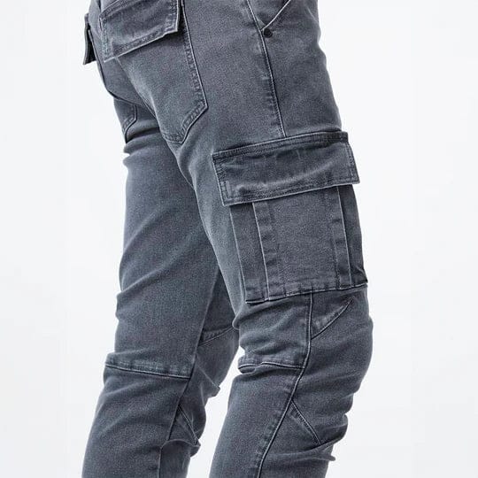 Jean cargo en denim délavé