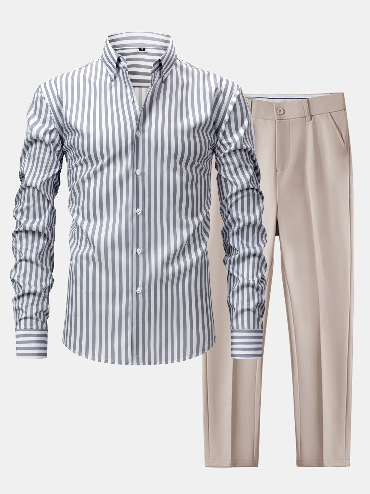 Ensemble chemise rayée et pantalon jambe élargie