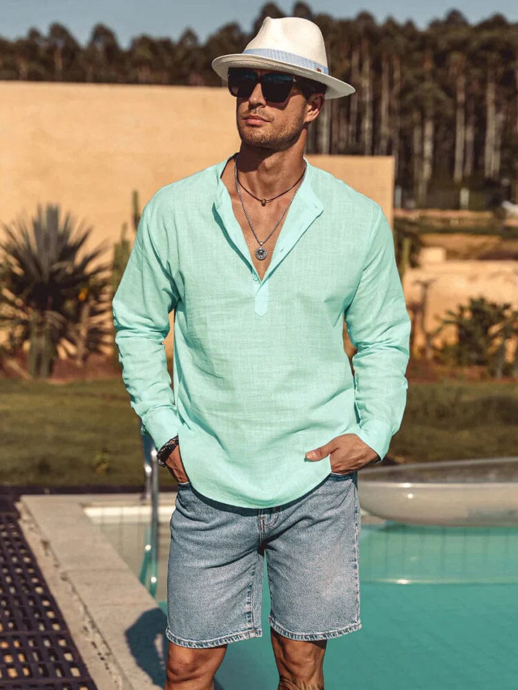 Chemise aspect lin col tunisien