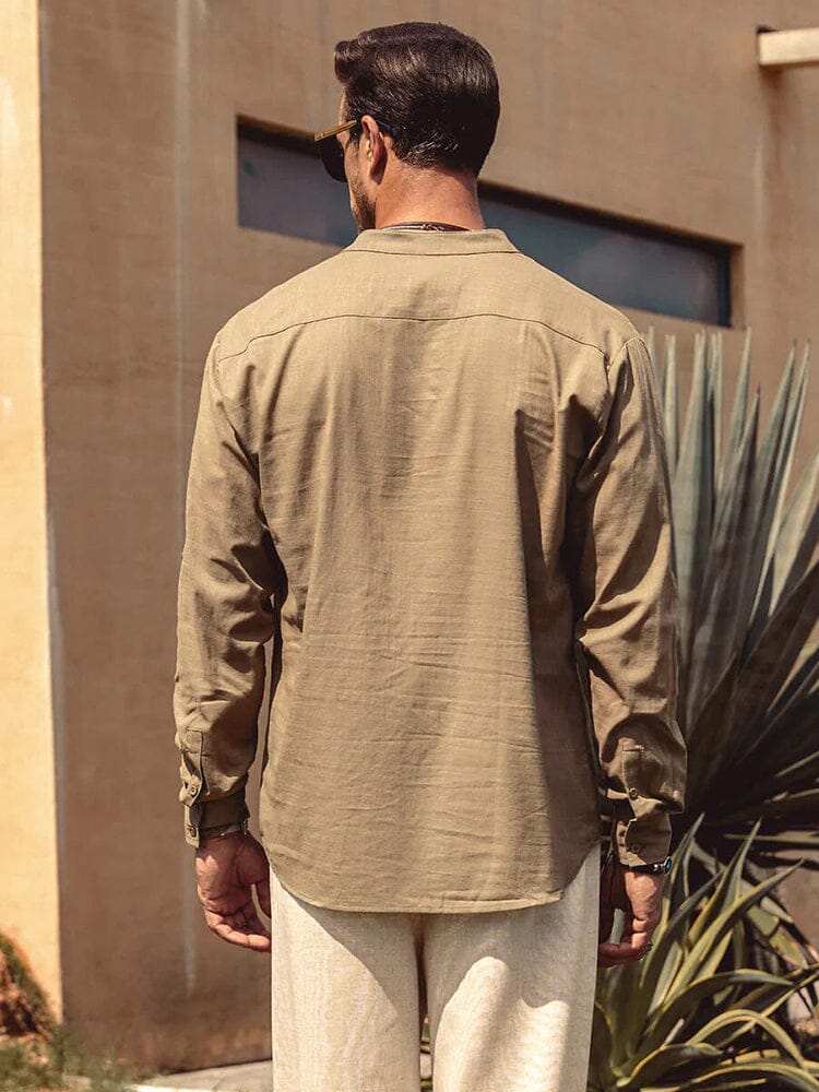 Chemise aspect lin col tunisien