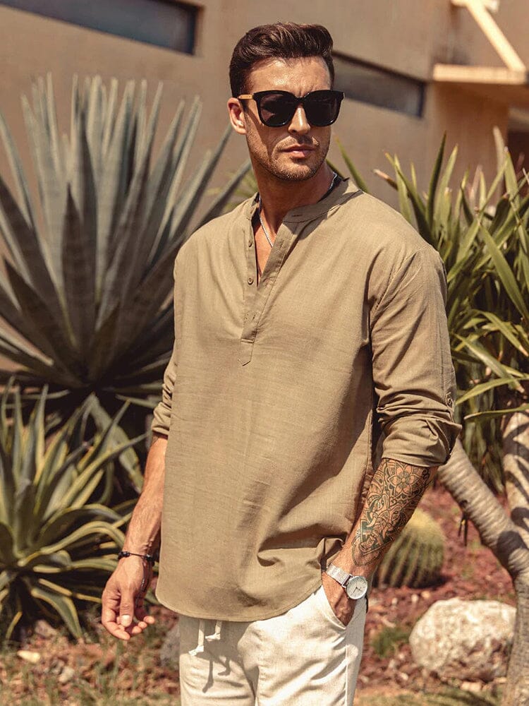 Chemise aspect lin col tunisien