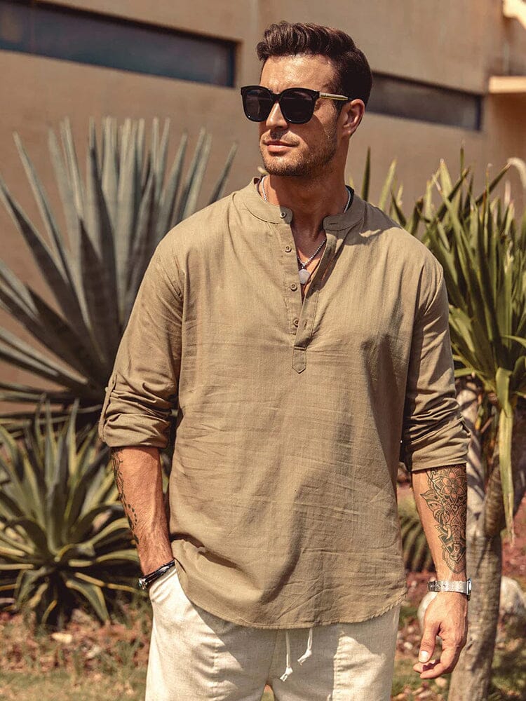 Chemise aspect lin col tunisien