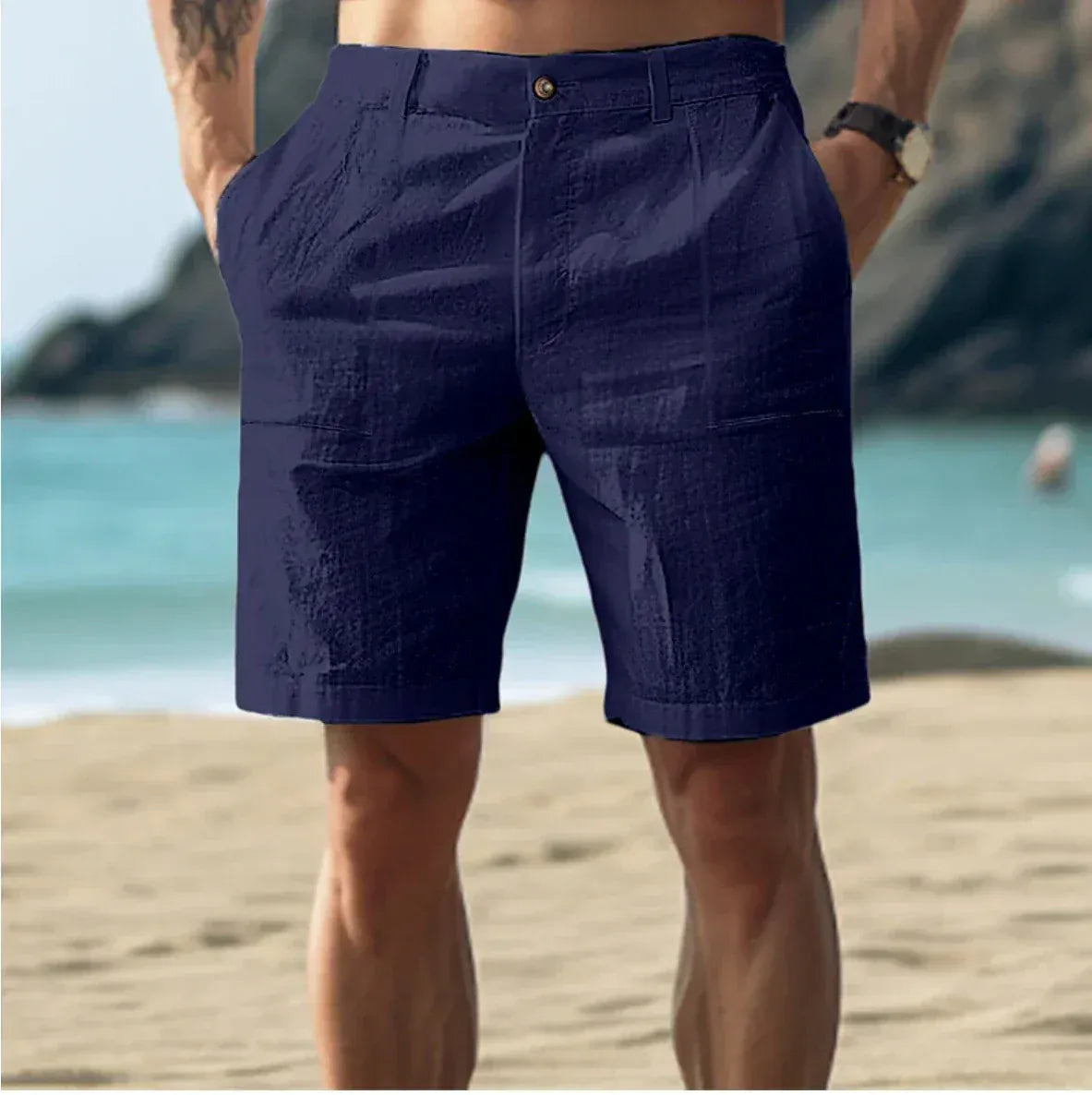 Short tailleur léger poches classiques au chic discret homme – Valensole