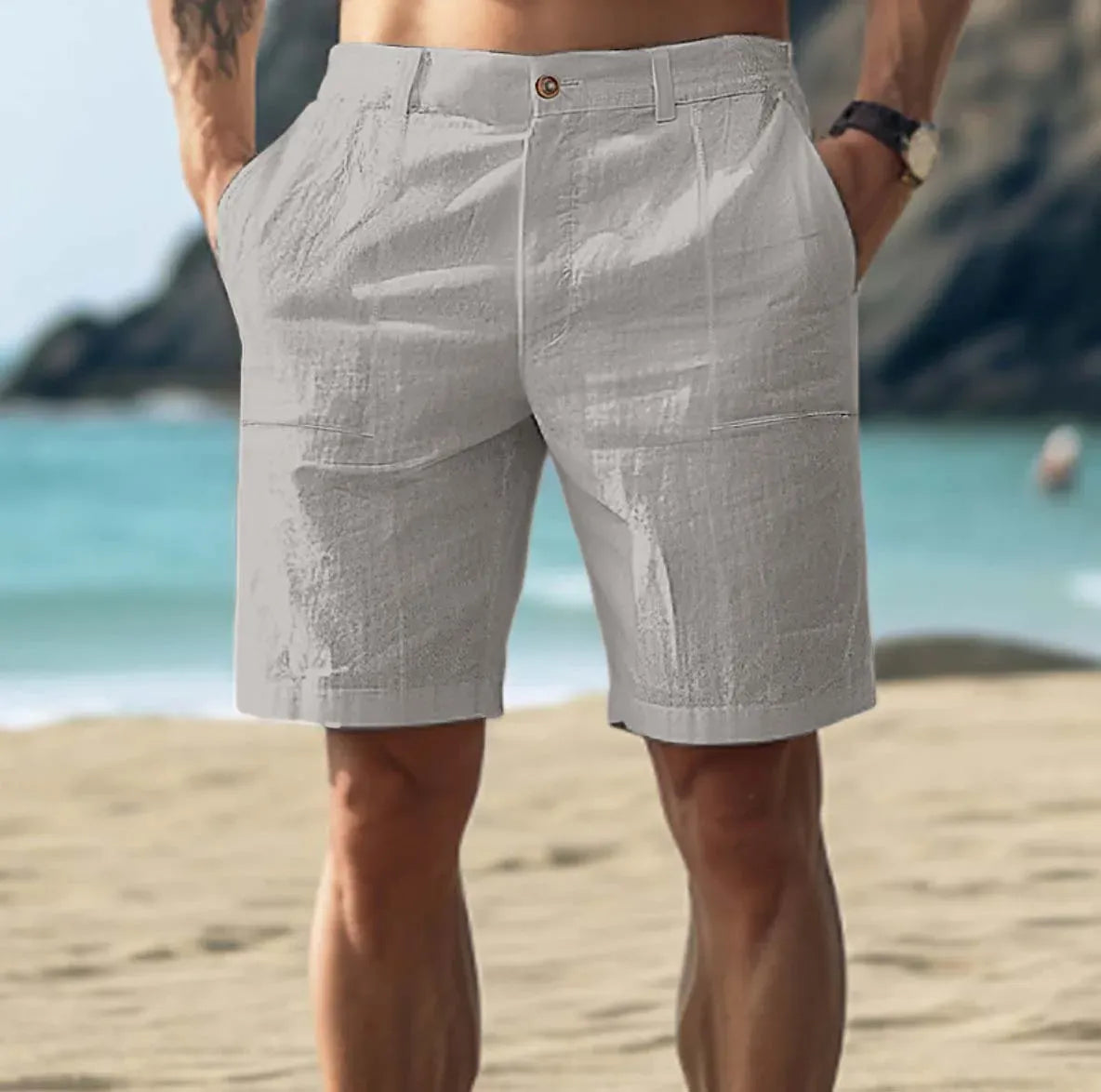 Short tailleur léger poches classiques au chic discret homme – Valensole