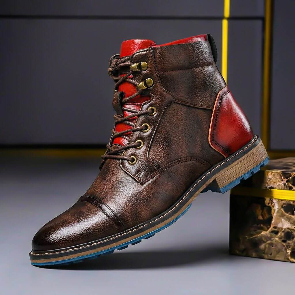 Bottines en cuir véritable à lacets bout cap-toe usage smart casual homme – Lesparre