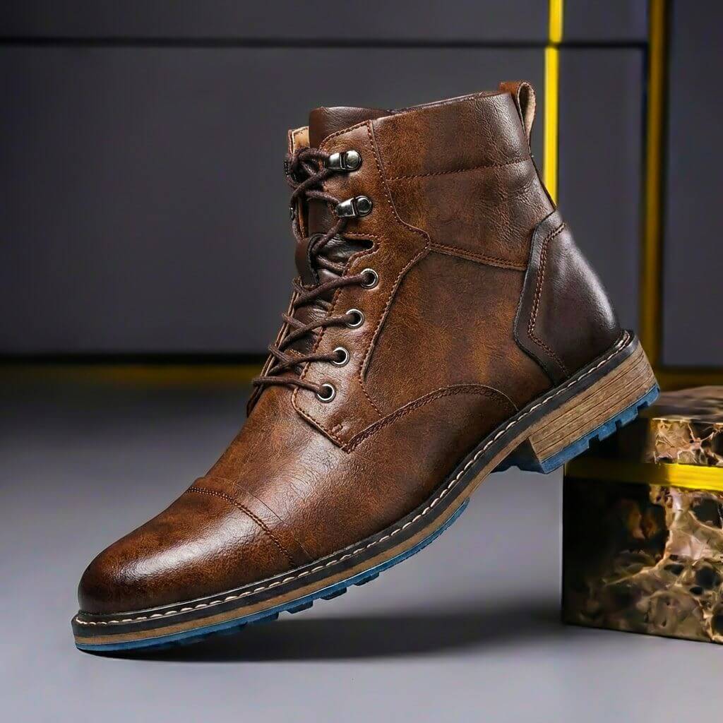 Bottines en cuir véritable à lacets bout cap-toe usage smart casual homme – Lesparre