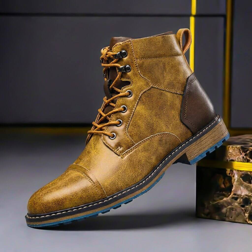 Bottines en cuir véritable à lacets bout cap-toe usage smart casual homme – Lesparre