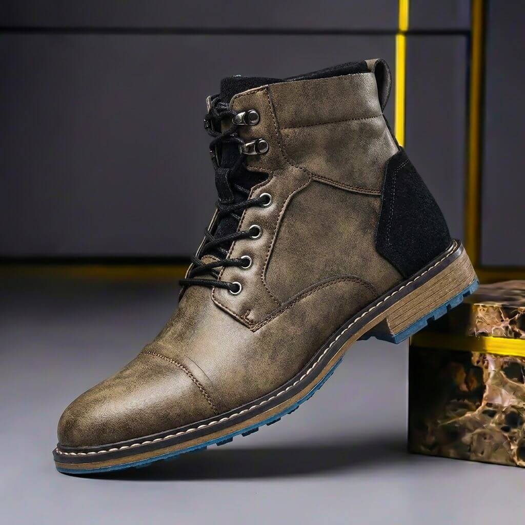 Bottines en cuir véritable à lacets bout cap-toe usage smart casual homme – Lesparre