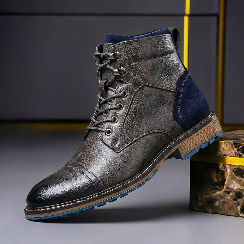 Bottines en cuir véritable à lacets bout cap-toe usage smart casual homme – Lesparre