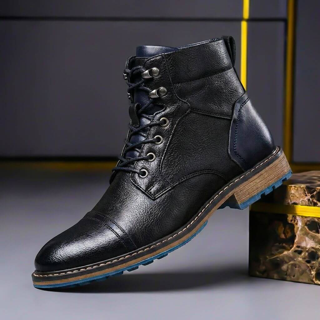 Bottines en cuir véritable à lacets bout cap-toe usage smart casual homme – Lesparre