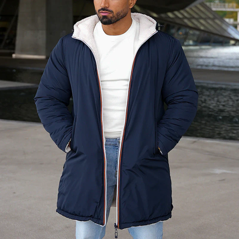 Parka réversible à capuche face peluche