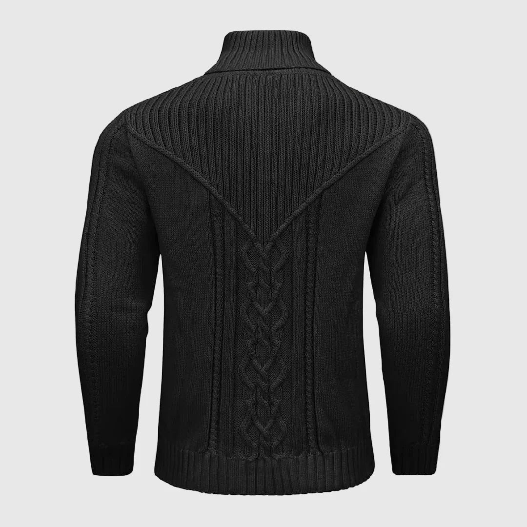 Pull col montant boutonné à torsades