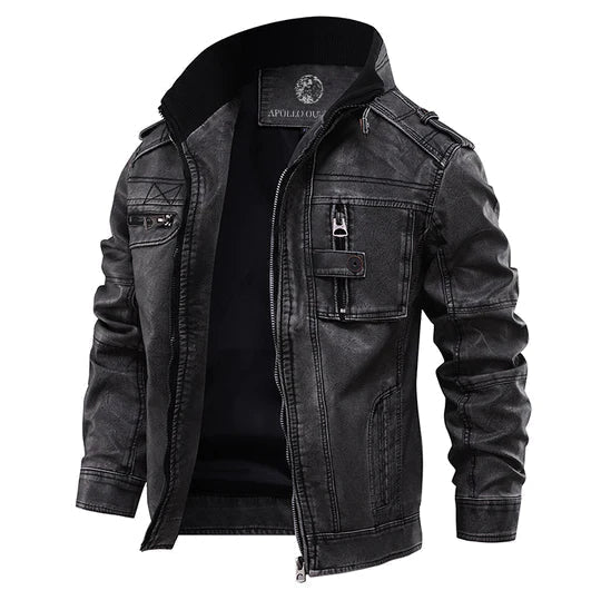 Veste courte en cuir noir structurée au style intemporel homme – Tuileries