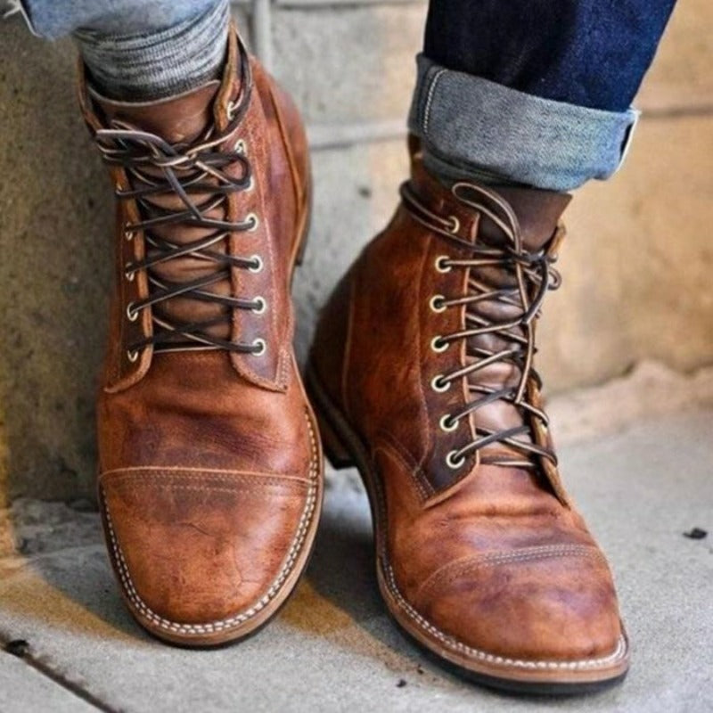 Bottes classiques en cuir semelle robuste pour l'automne et l'hiver homme – Pontorson
