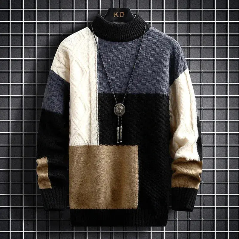 Pull ample en maille patchwork