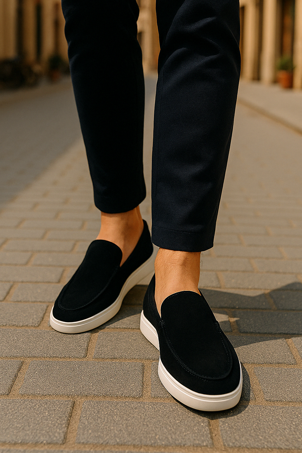 Mocassins en daim élégants à enfiler semelle fine homme – Vitré