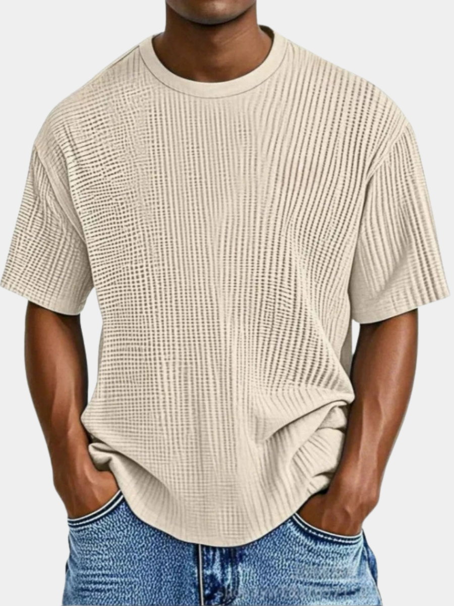 T-shirt col rond maille gaufrée