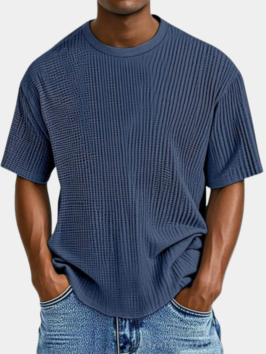 T-shirt col rond maille gaufrée