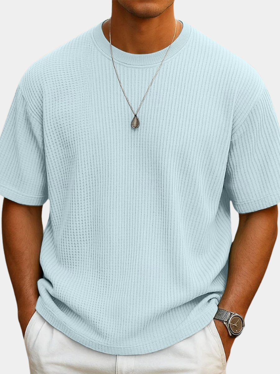 T-shirt col rond maille gaufrée