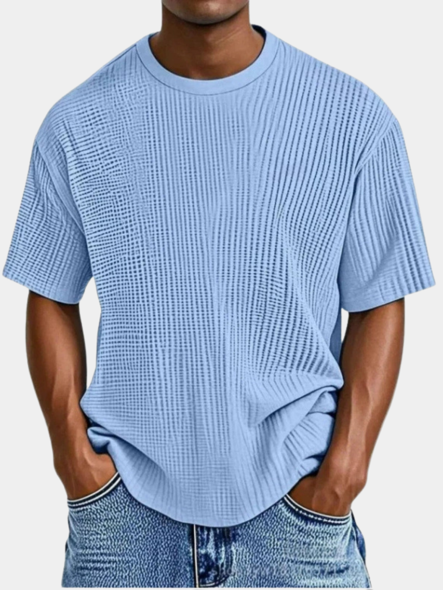 T-shirt col rond maille gaufrée