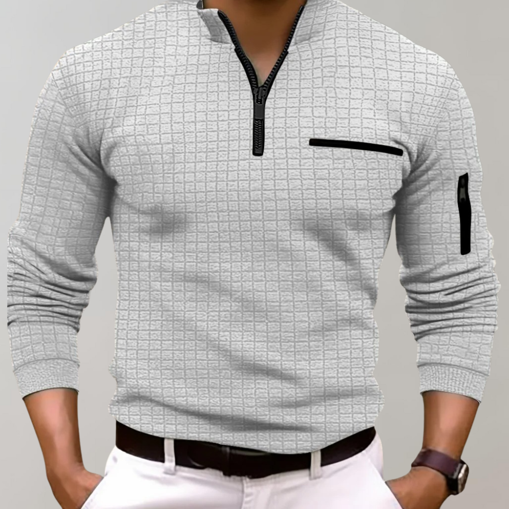 Pull col polo en maille extensible