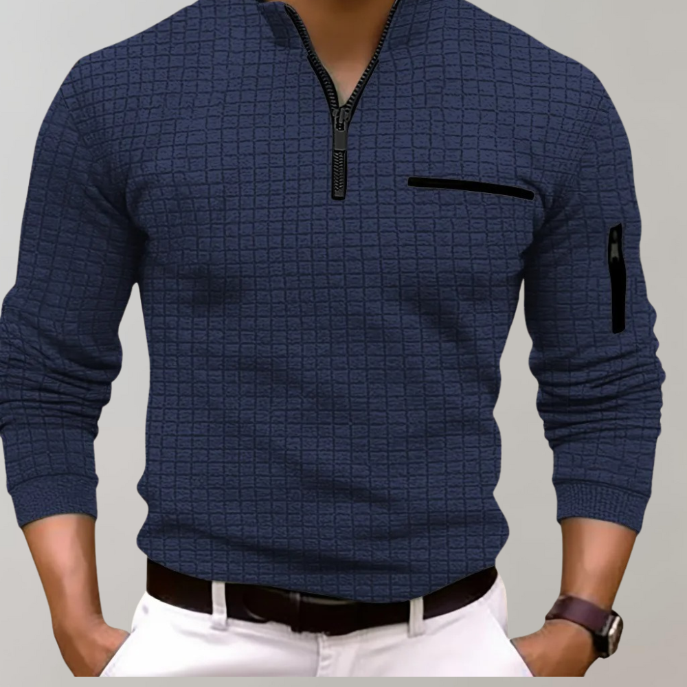 Pull col polo en maille extensible