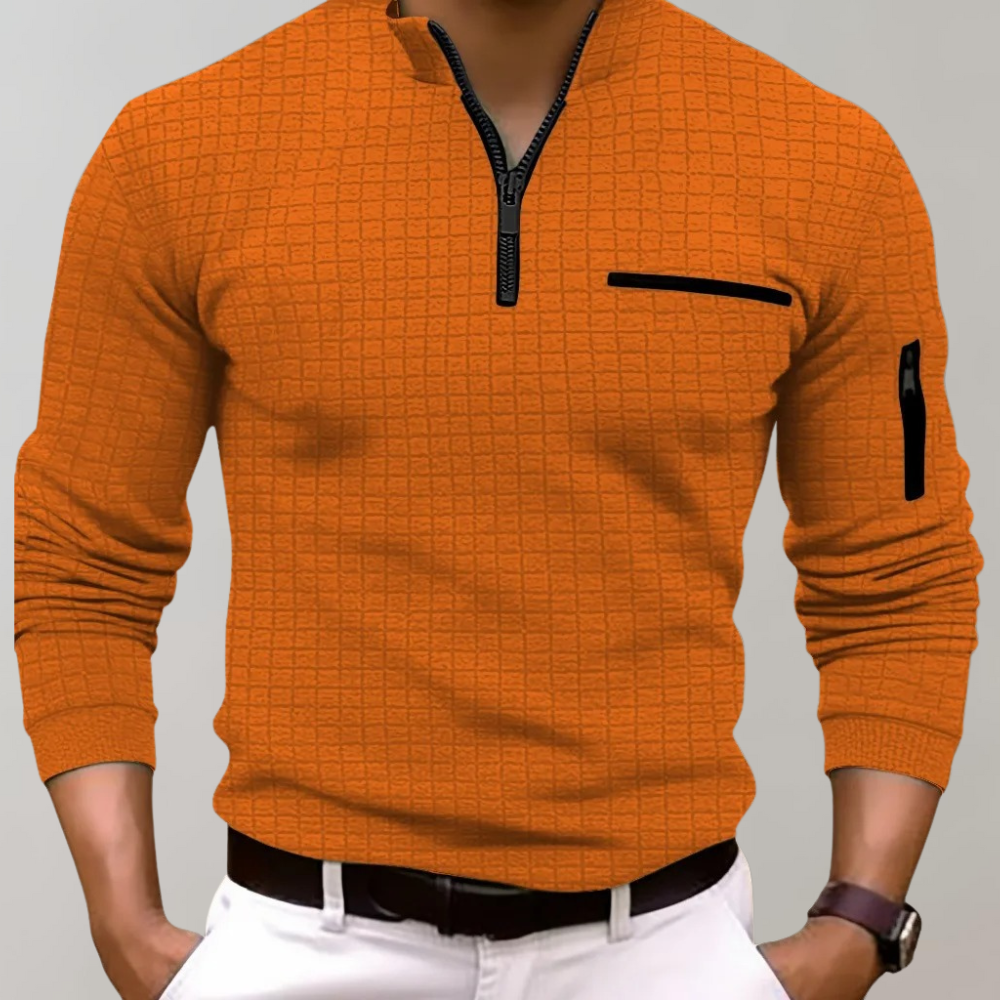 Pull col polo en maille extensible