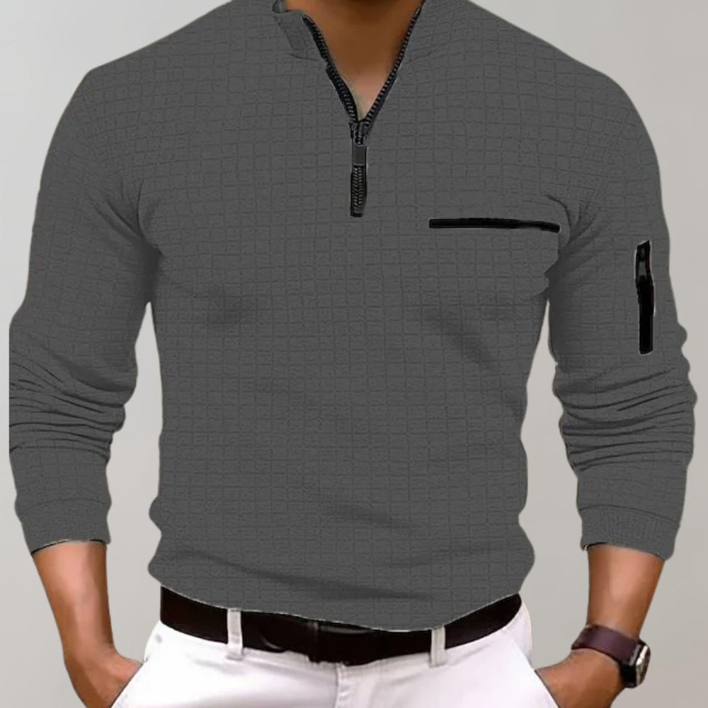 Pull col polo en maille extensible