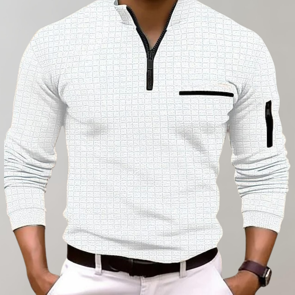 Pull col polo en maille extensible
