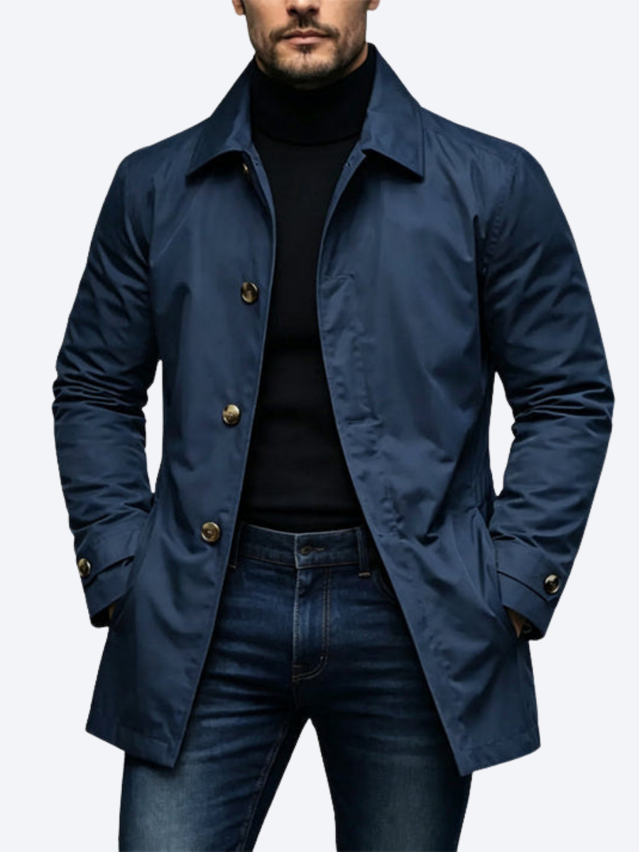 Veste mi-longue boutonnée à col structuré