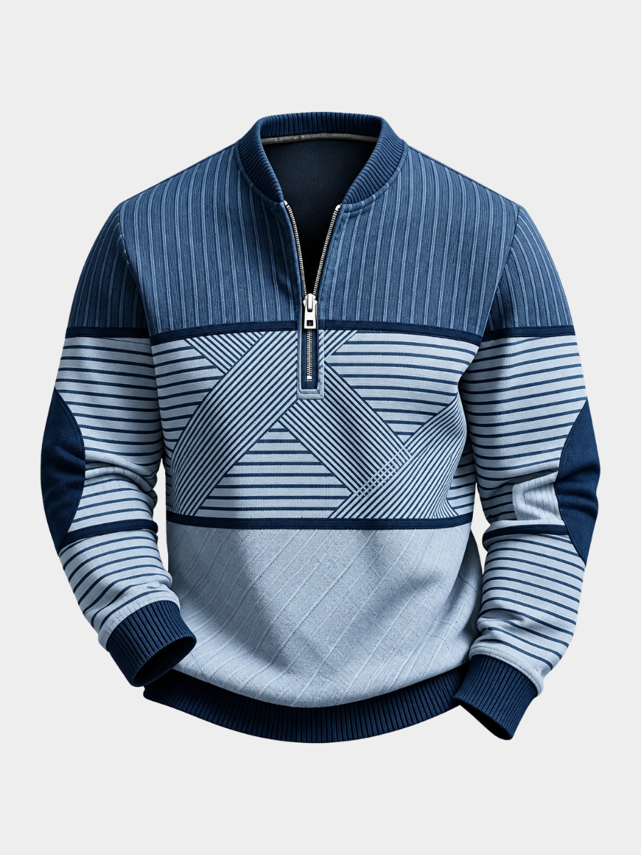Pull demi-zip à motif géométrique