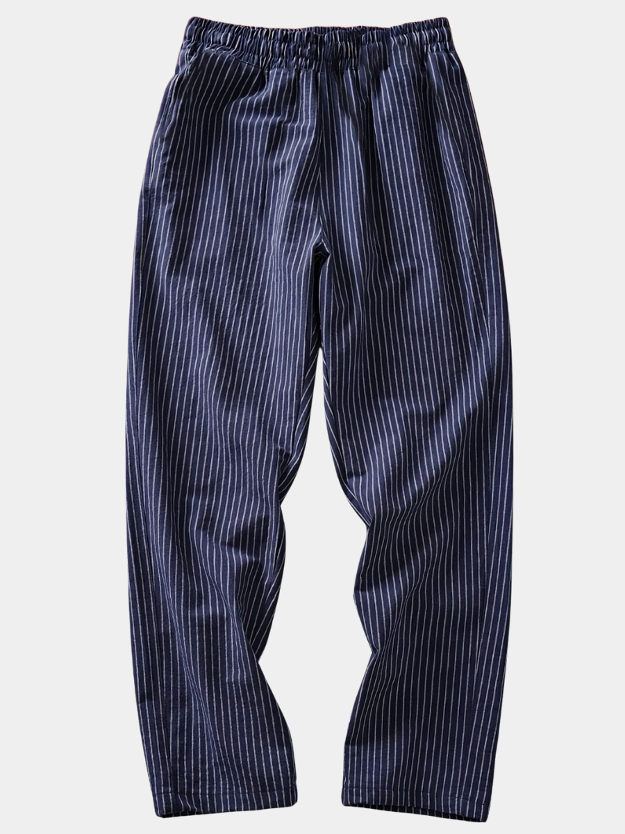 Pantalon ample à rayures cordon de serrage