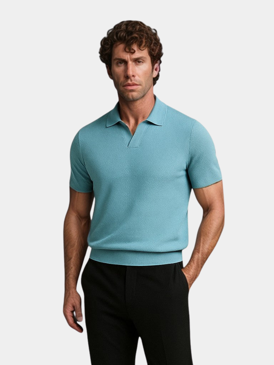 Polo en maille à col ouvert