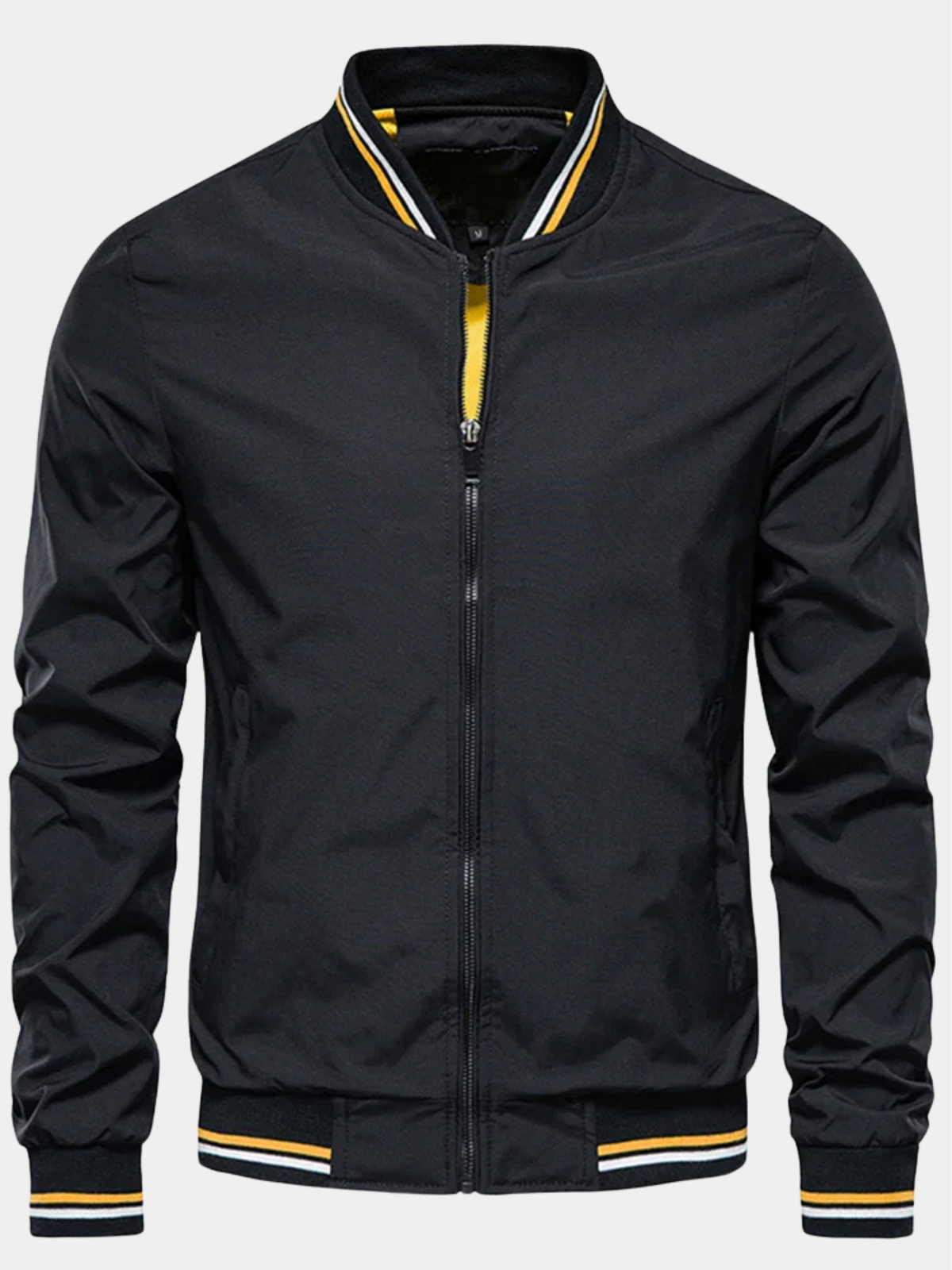 Veste zippée col montant bandes contrastées