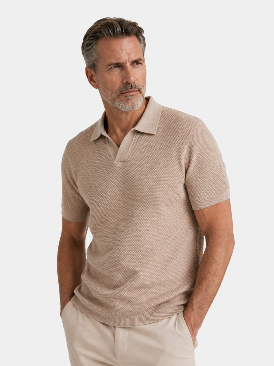 Polo ajusté à texture tissée