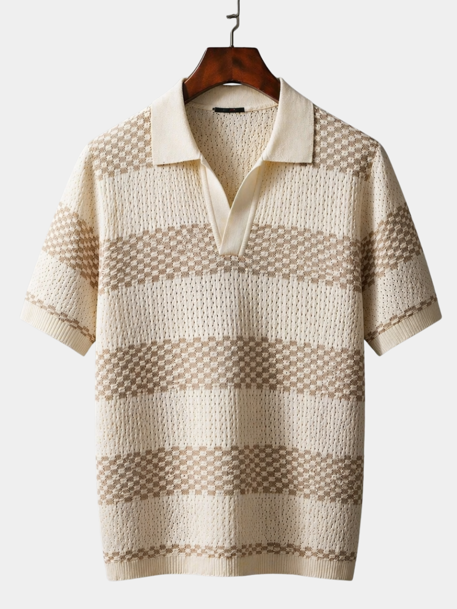 Polo en maille texturée à rayures