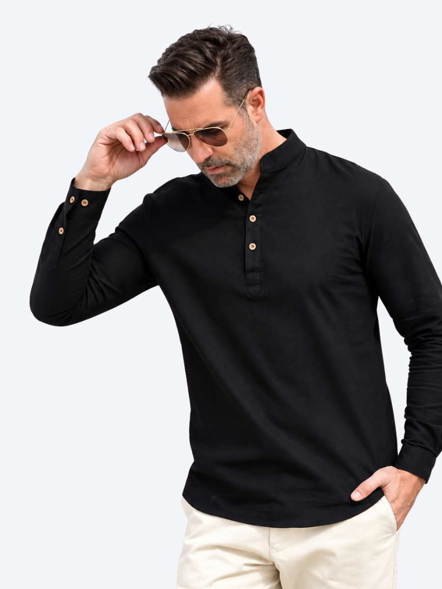 Chemise unie à col montant
