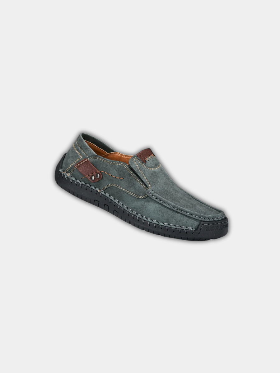 Mocassins aspect daim à surpiqûres apparentes