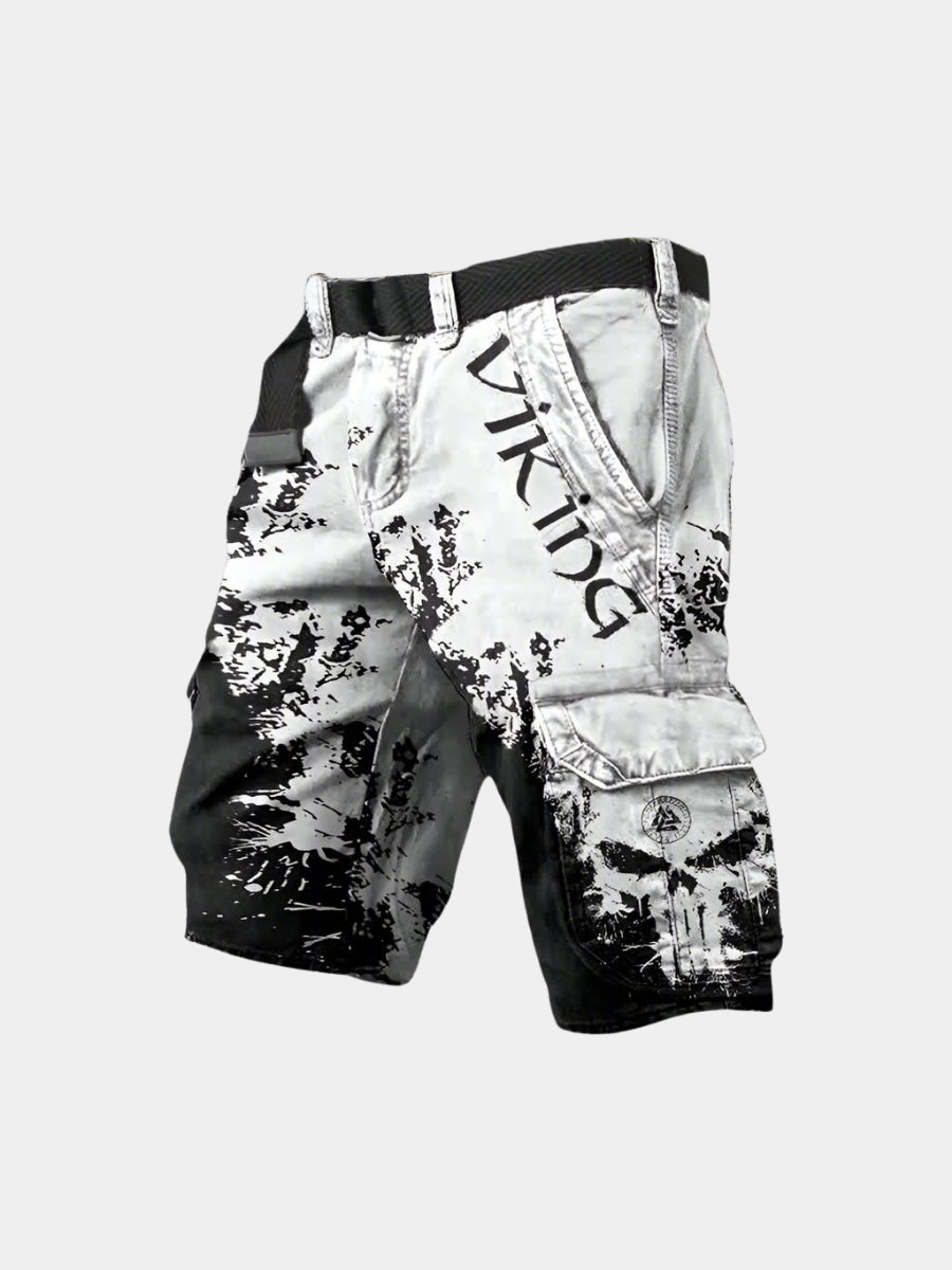 Short cargo imprimé graphique bicolore
