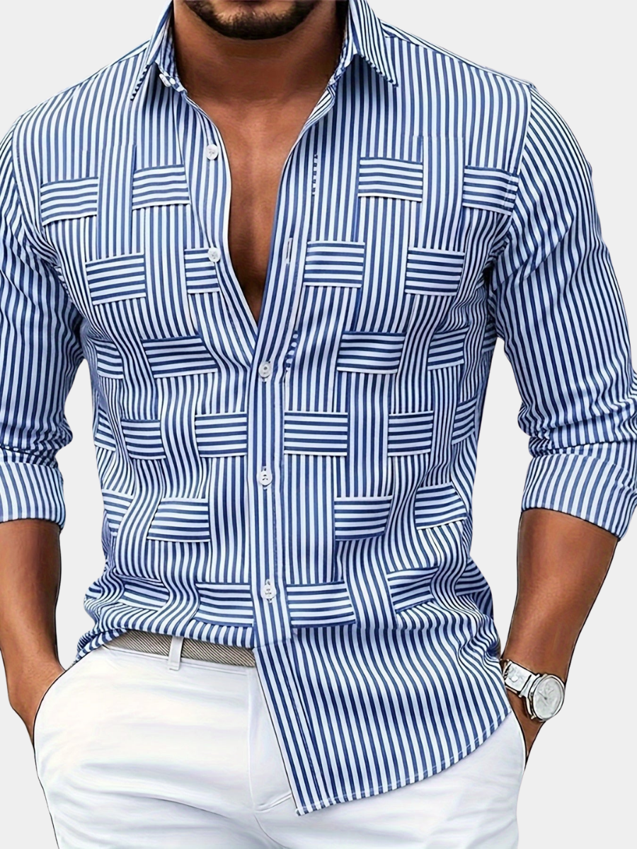 Chemise à rayures rétro manches longues