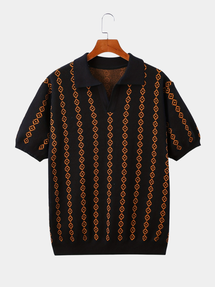 Pull col V à motif géométrique