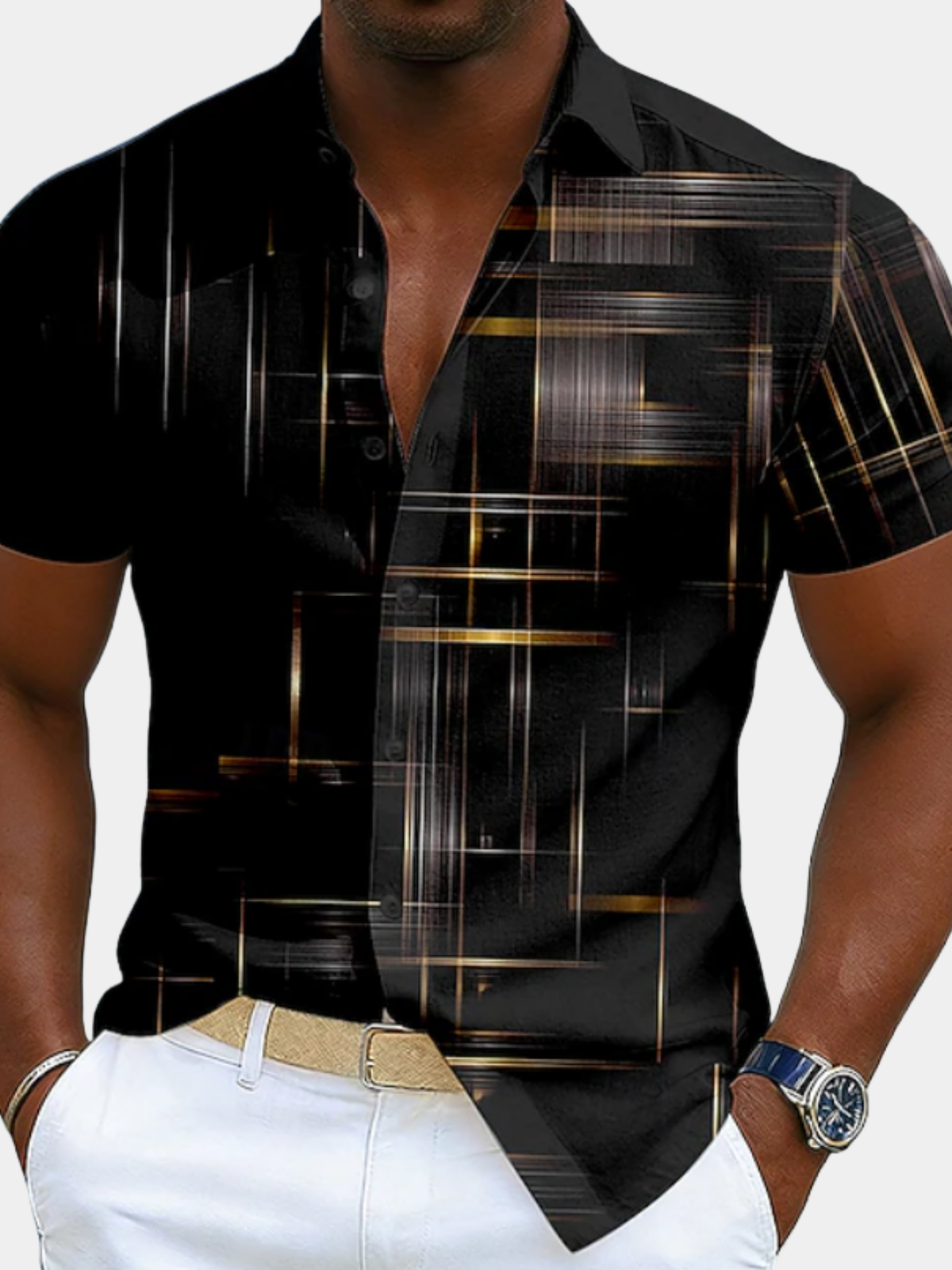 Chemise boutonnée à rayures discrètes