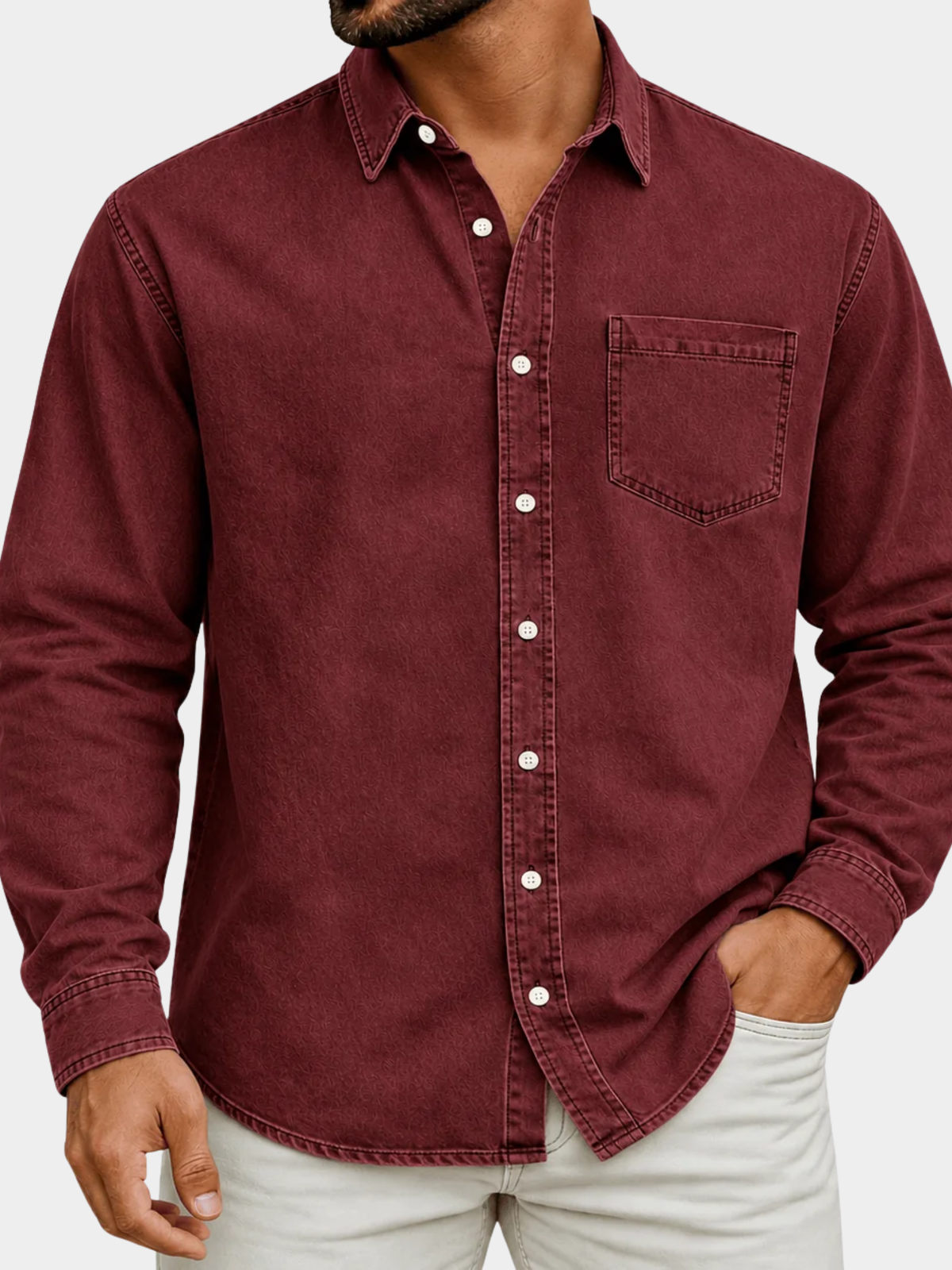 Chemise prélavée à poche poitrine