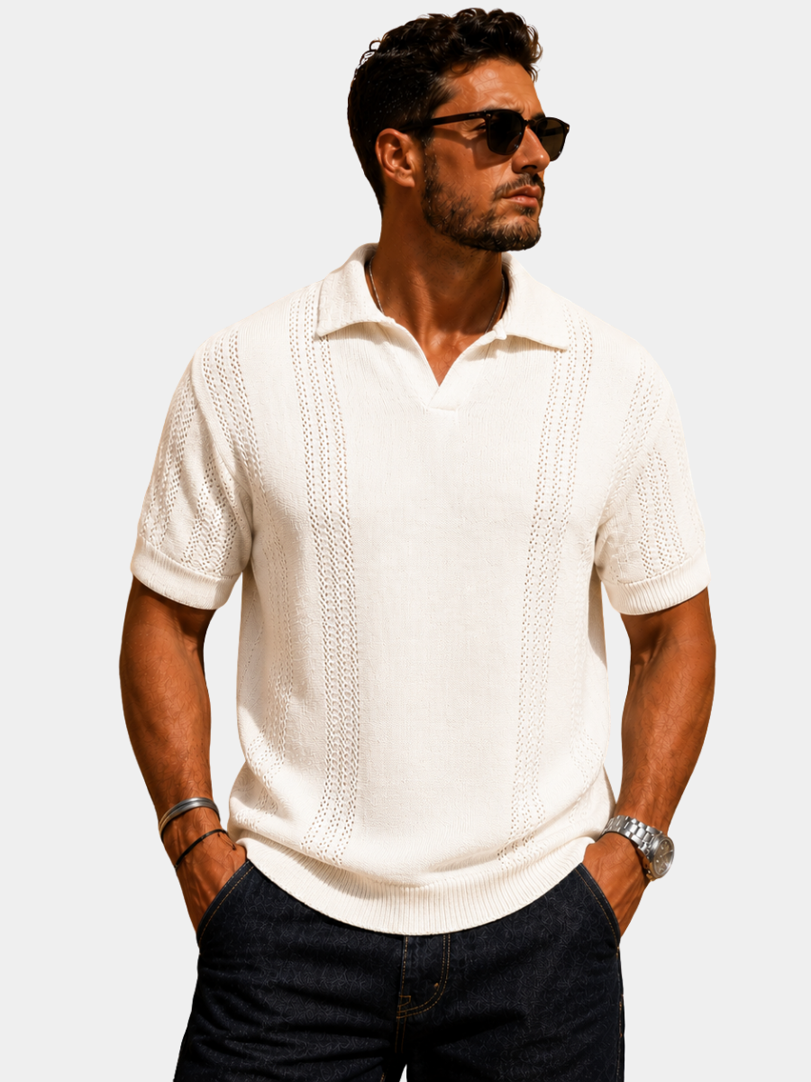 Polo en maille aérée texturée